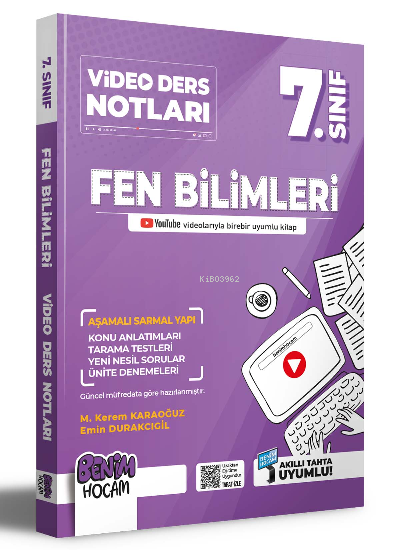  2023 7sınıf Fen Bilimleri Video Ders Notları (Konu Anlatımı) | 2023 7sınıf Fen Bilimleri Video Ders Notları (Konu Anlatımı) | Emin Durakcıgil | M Kerem Karaoğuz | Benim Hocam Yayınları | 9786258161700 