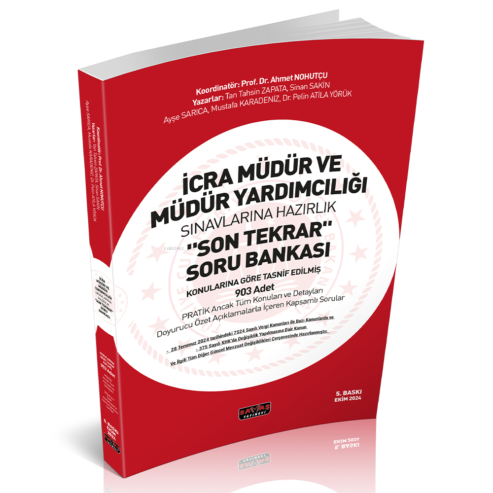  İcra Müdür ve Müdür Yardımcılığı Son Tekrar Soru Bankası | İcra Müdür ve Müdür Yardımcılığı Son Tekrar Soru Bankası | Mustafa Karadeniz | Ayşe SarıcaSinan SakinAhmet Gazi KayaTan Tahsin ZapataAhmet Nohutçu | Savaş Yayınevi | 9786256805804 
