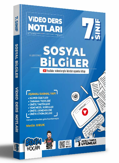  2022 7Sınıf Sosyal Bilgiler Video Ders Notları ( Konu Anlatımı ) | 2022 7Sınıf Sosyal Bilgiler Video Ders Notları ( Konu Anlatımı ) | Metin Uruk | Benim Hocam Yayınları | 9786257484596 