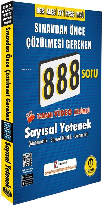 DGS ALES Video Çözümlü 888 Sayısal Soru Bankası Tasarı Eğitim