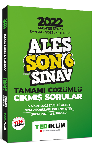  2022 Ales Master Serisi Sayısal Sözel Yetenek Son 6 Sınav Tamamı Çözümlü Çıkmış Sorular | Kolektif | Yediiklim Yayıncılık | 9786254310379 | 