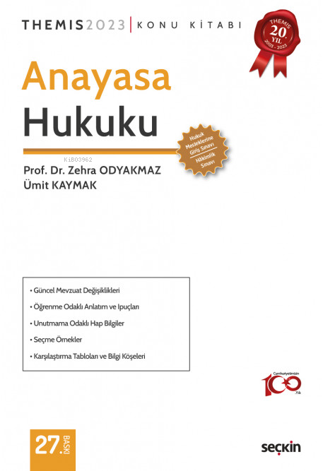  Themis Anayasa Hukuku Konu Kitabı | Themis Anayasa Hukuku Konu Kitabı | Ümit Kaymak | Zehra Odyakmaz | Seçkin Yayıncılık | 9789750285363 