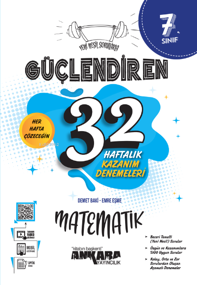 Ankara Yayıncılık 7. Sınıf Güçlendiren 32 Haftalık Matematik Kazanım Denemeleri