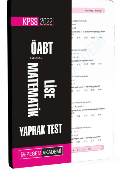  2022 KPSS ÖABT Lise Matematik Yaprak Test | 2022 KPSS ÖABT Lise Matematik Yaprak Test | Kolektif | Pegem Akademi Yayıncılık (Sınavlara Hazırlık) | 9780202191805 