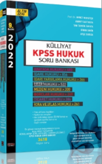 Külliyat KPSS Hukuk Soru Bankası Savaş Yayınları 2022 | Külliyat KPSS Hukuk Soru Bankası Savaş Yayınları 2022 | Ahmet Nohutçu | Tan Tahsin Zapata | Ahmet Gazi Kaya | Sinan Sakin | Ayşe Sarıca | Savaş Yayınevi | 9786257483827 