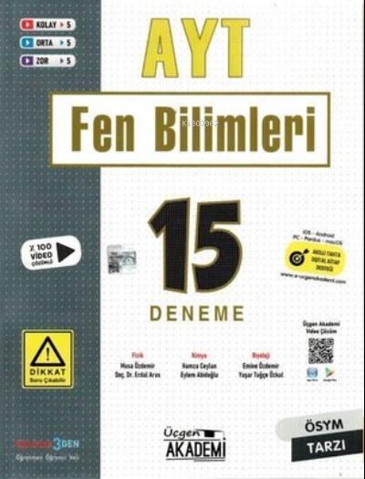  AYT Fen Bilimleri 15li Deneme | AYT Fen Bilimleri 15li Deneme | Kolektif | Üçgen Akademi (Hazırlık) | 9786257152365 