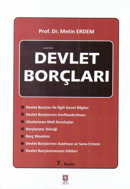  Devlet Borçları | Devlet Borçları | Metin Erdem | Ekin Kitabevi Yayınları | 9786053274049 
