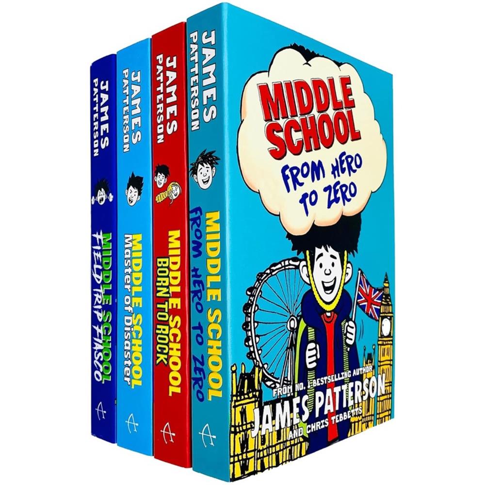 Middle School Series Books 10 - 13 Collection Set (From Hero to Zero, Born to Rock, Master of Disaster & Field Trip Fiasco)