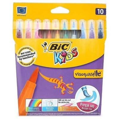  Bic Kids Visa Fırça Uçlu Keçeli Boya Kalemi 10 Renk | Bic | 3270220001553 | 