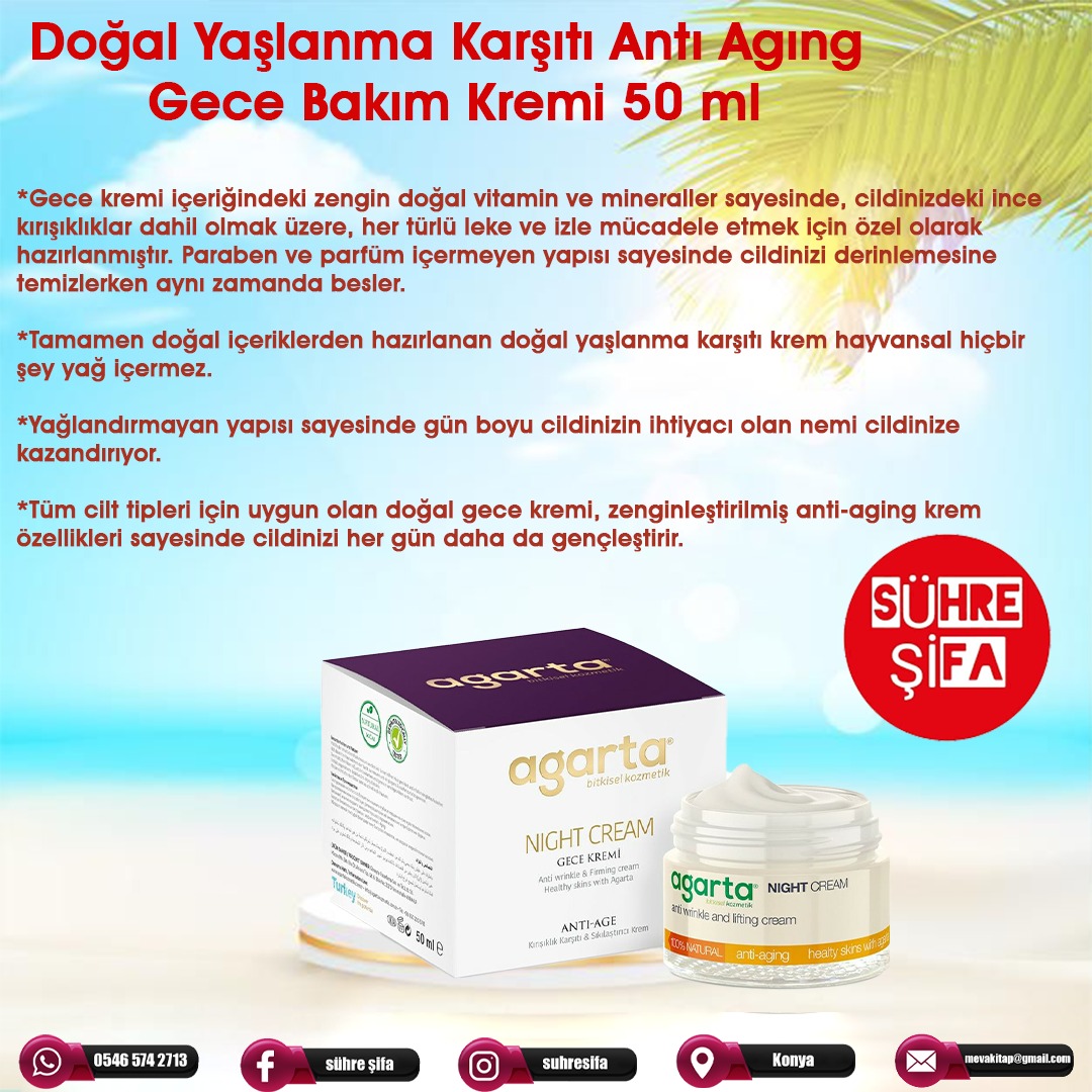 Krem Gece Doğal Yaşlanma Karşıtı Antı Agıng Bakım 50 ml