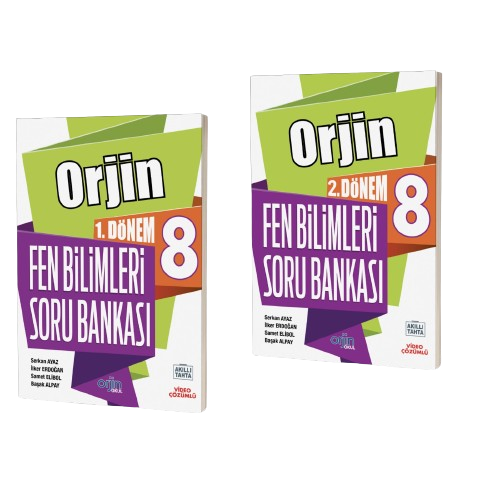  8 ORJİN FEN BİLİMLERİ 1VE 2DÖNEM SORU BANKASI SET (2 KİTAP) | Orjin Serisi | 9786256972889 | 