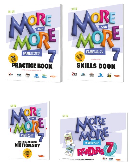  7 MORE&MORE PRACTICE BOOK & DICTIONARY & SKILLS BOOK (4 LÜ SET) | Ayten Karagöz Mustafa | MORE&MORE ORTAOKUL | 9786057575920 | 