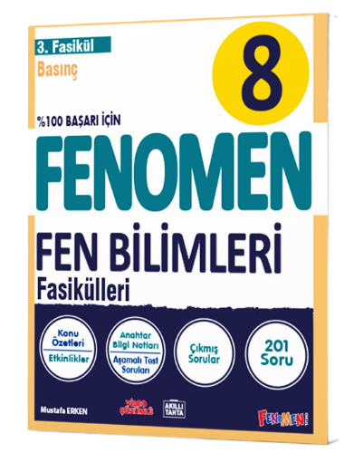  8 FENOMEN FEN BİLİMLERİ 3FASİKÜL (BASINÇ) | Fenomen Serisi | 9786258450491 | 
