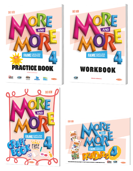  4 MORE&MORE PRACTICE BOOK & WORKBOOK & HİKAYE SETİ & CRAFT BOOK (4 LÜ SET) | Kolektif | MORE&MORE İLKOKUL | 9786059522199 | 