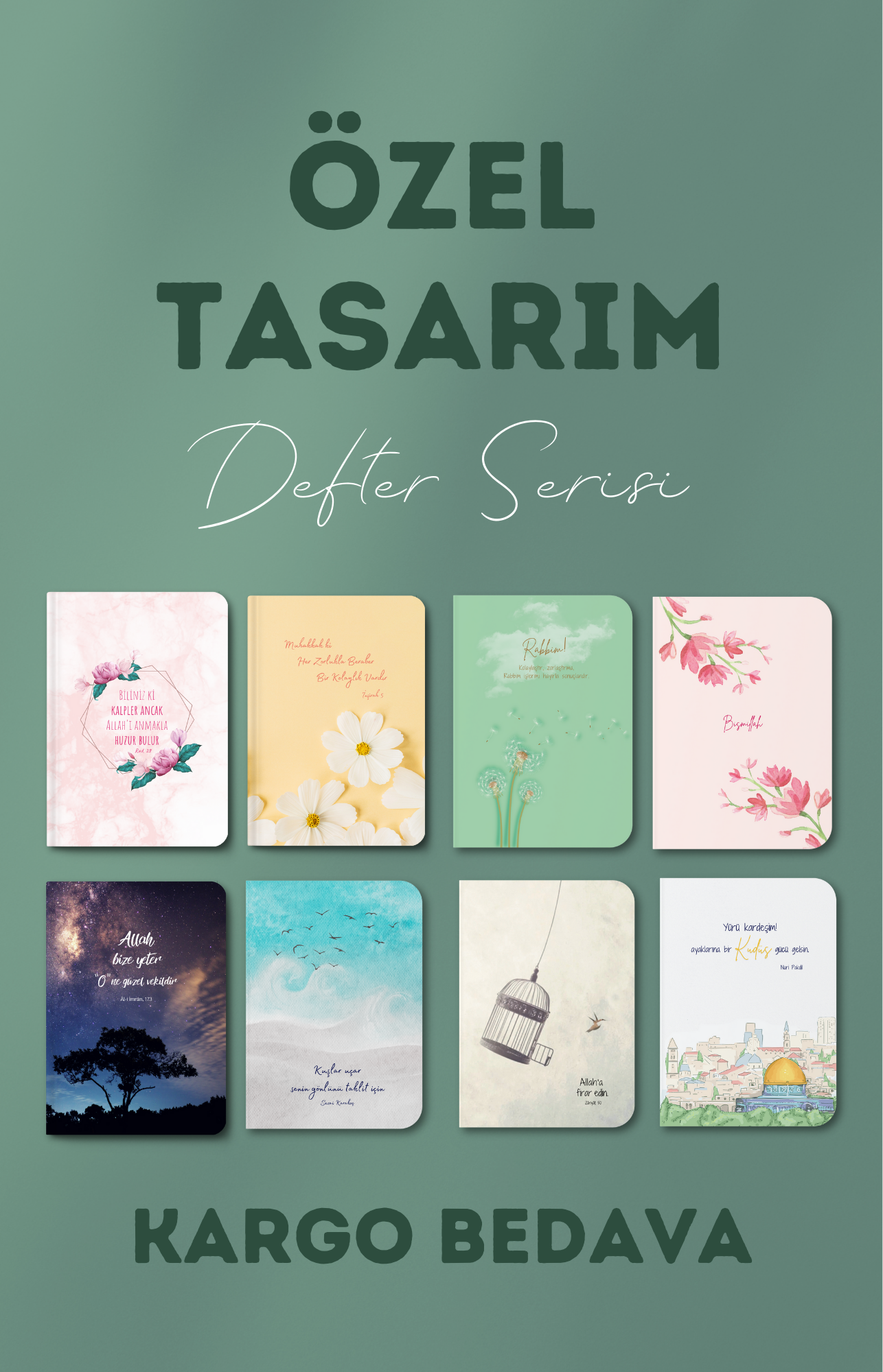 Özel Tasarım Defter Seti - 8 adet A5 Çizgili Defter