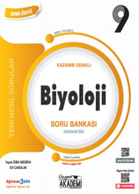 Üçgen Akademi 9. Sınıf Biyoloji Kazanım Odaklı Soru Bankası