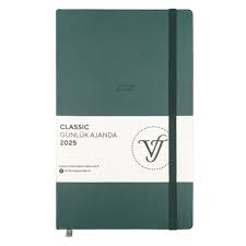 VJ 1450 YEŞİL CLASSİC-GÜNLÜK AJANDA 13X21 CM. SERT KAPAK. IVORY 70 GR.384 SAYFA