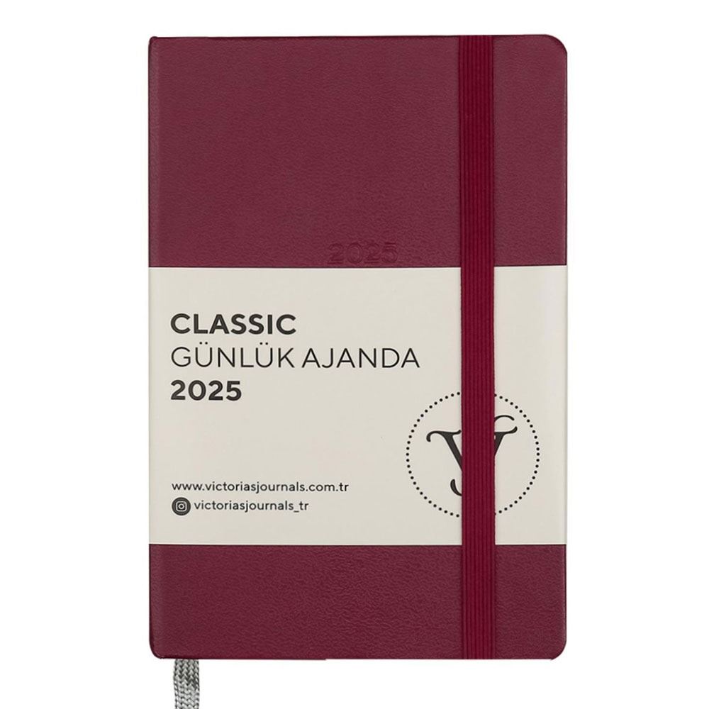 VJ 1485 KIRMIZI CLASSİC GÜNLÜK AJANDA 9X14 CM SERT KAPAK IVORY 70 GR384 SAYFA | Victorias Journals | 8683873614851 | 