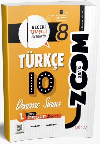 Günay Yayınları 8. Sınıf 10'lu Türkçe Denemeleri (1. Dönem)