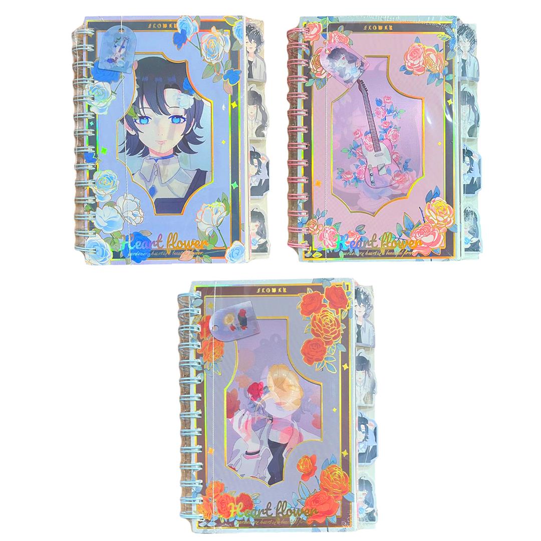 FLOWER NOT DEFTERİ ZH-087-12 13x19 SPİRALLİ HAREKETLİ KAPAK AYRAÇLI