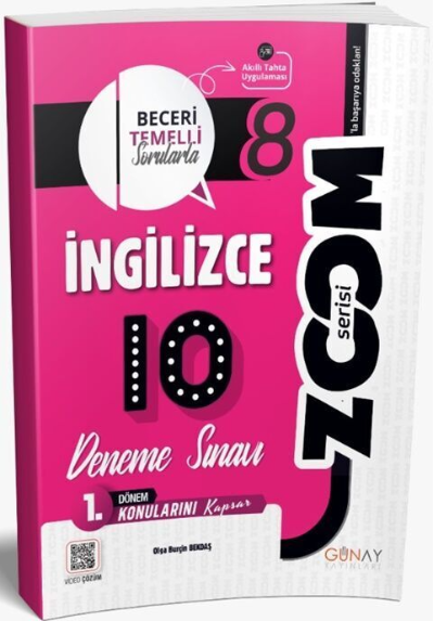 Günay Yayıncılık 8. Sınıf 10'lu İngilizce Denemeleri (1. Dönem)