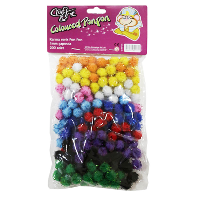  Craftzone Renkli Simli Ponpon 200 Adet | Markasız | 8699469801772 