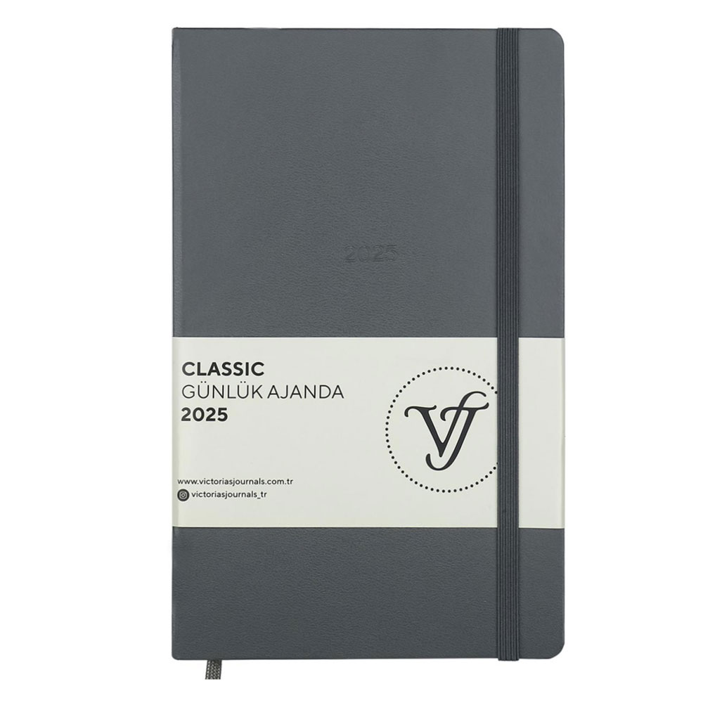 VJ 1454 GRİ CLASSİC-GÜNLÜK AJANDA 13X21 CM. SERT KAPAK. IVORY 70 GR.384 SAYFA