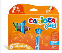Carioca Teddy Jumbo Bebek Süper Yıkanabilir Keçeli Boya Kalemi 6 Renk