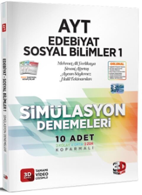  3D Yayınları AYT Edebiyat Sosyal Bilimler 1 Simülasyon Denemeleri | Kolektif | 3D Yayınları (Hazırlık) | 9786051949857 | 