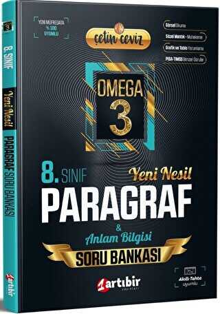  Artıbir Yayınları 8 Sınıf Paragraf ve Anlam Bilgisi Çetin Ceviz Omega Soru Bankası | Artıbir | 9786057074744 | 