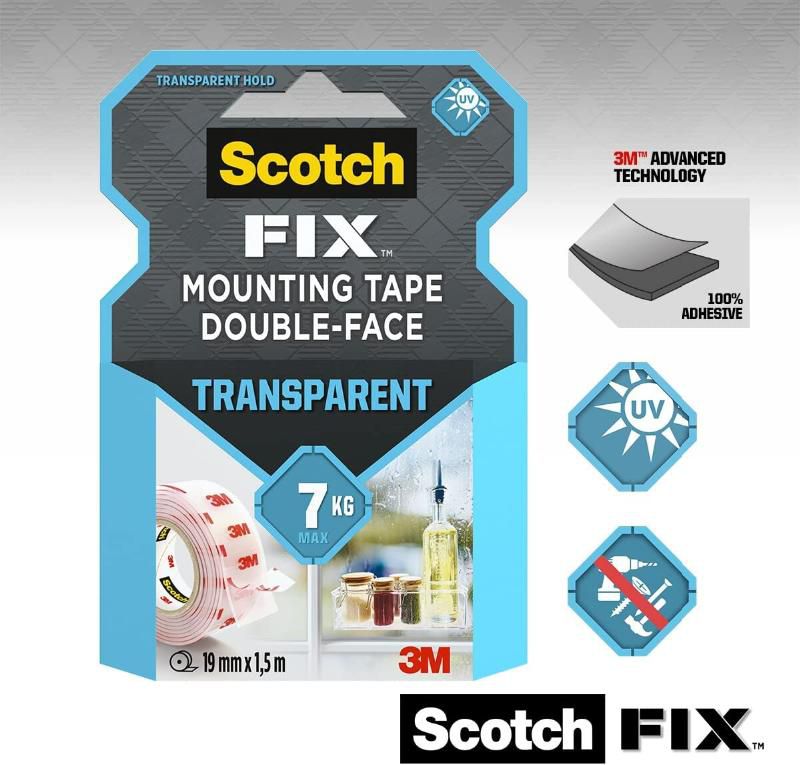 Scotch 3M Şeffaf Montaj Bandı 19mm 1,5m
