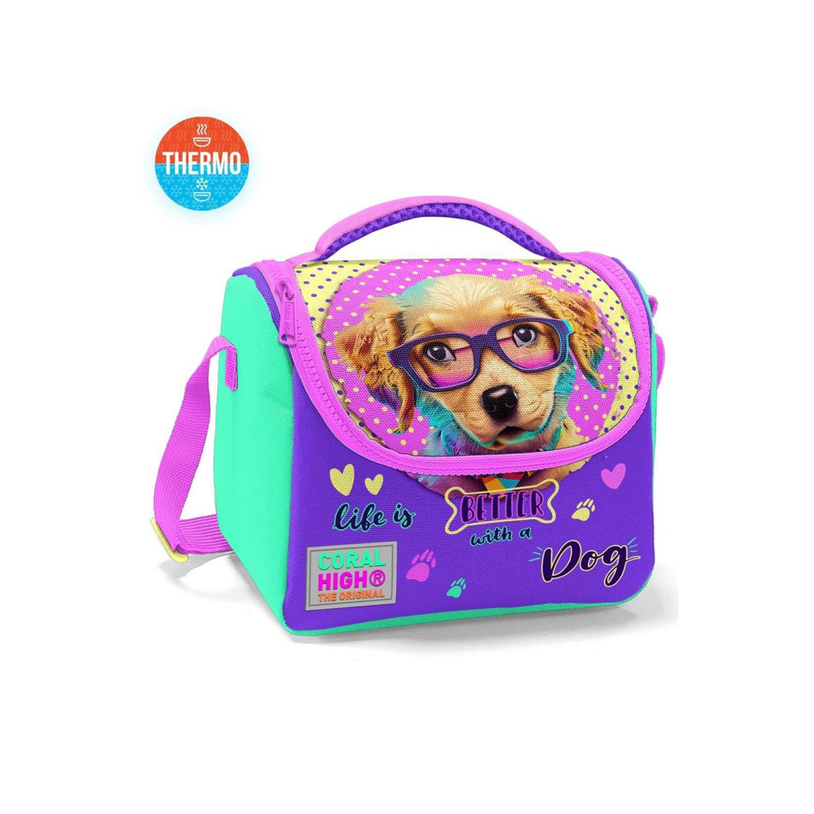Coral High Kids Sarı Pembe Sevimli Köpek Desenli Thermo Beslenme Çantası 11752