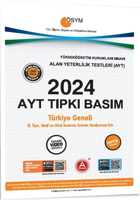 A Yayınları 2024 AYT Tıpkı Basım Çıkmış Sorular | GENEL | 9786257648134 | 