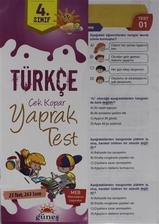 4. Sınıf Türkçe Çek Kopar Yaprak Test