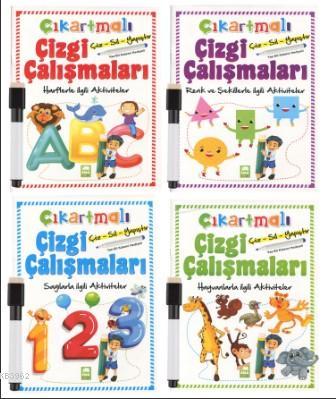 Çıkartmalı Çizgi Çalışmaları Seti Kalemli 4 Kitap