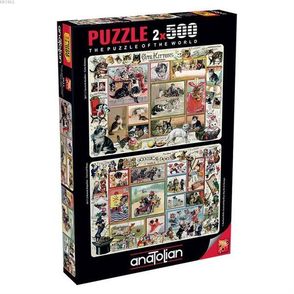 Anatolian Puzzle 2x500 Parça Sevimli Kediler - Komik Köpekler 3611