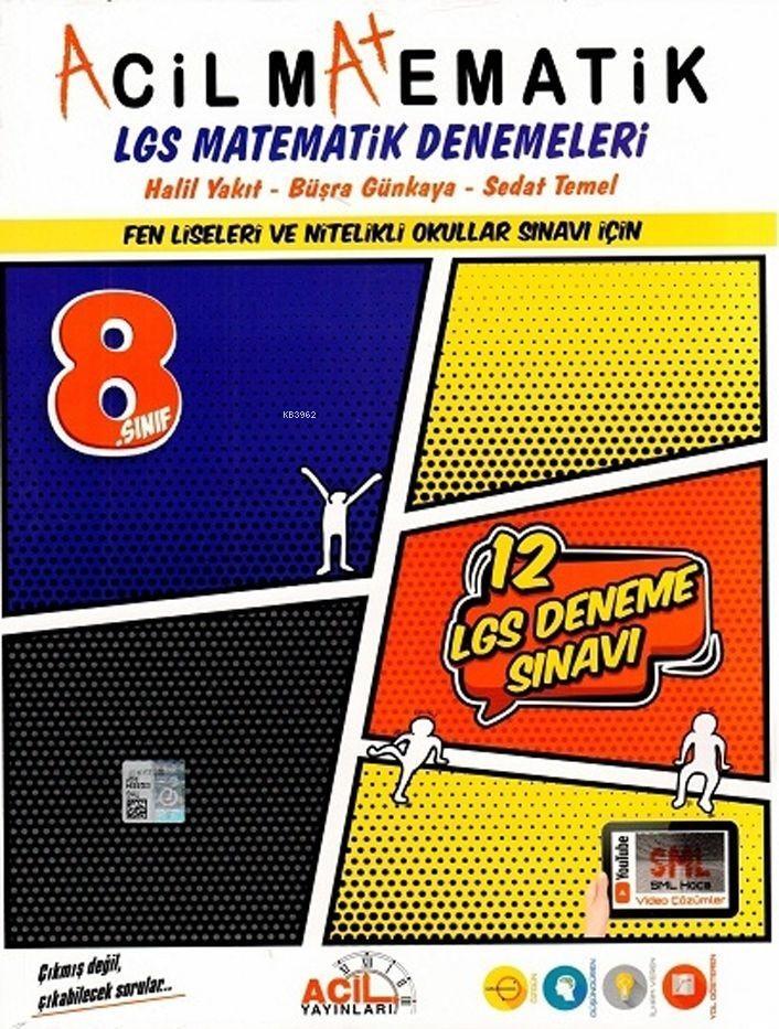 Acil Yayınları 8. Sınıf LGS Acil Matematik 12 li Denemeleri