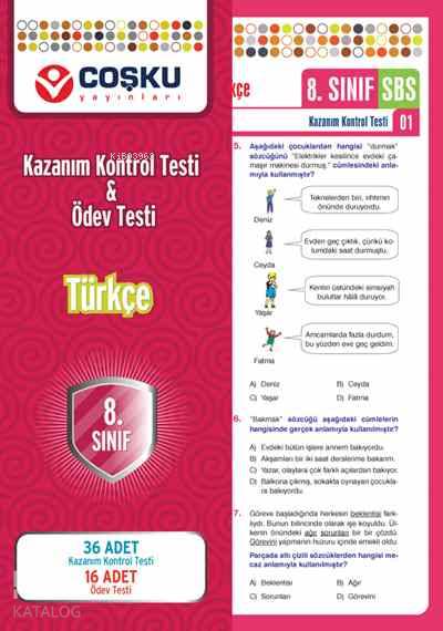 8. Sınıf Türkçe Testleri; 36 Adet KKT & 16 Adet ÖT