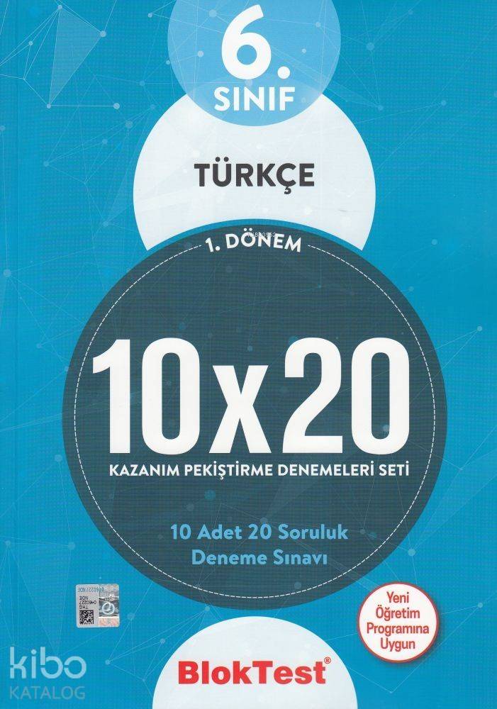 BlokTest Yayınları 6. Sınıf 1. Dönem Türkçe 10 x 20 Deneme Sınavı BlokTest 