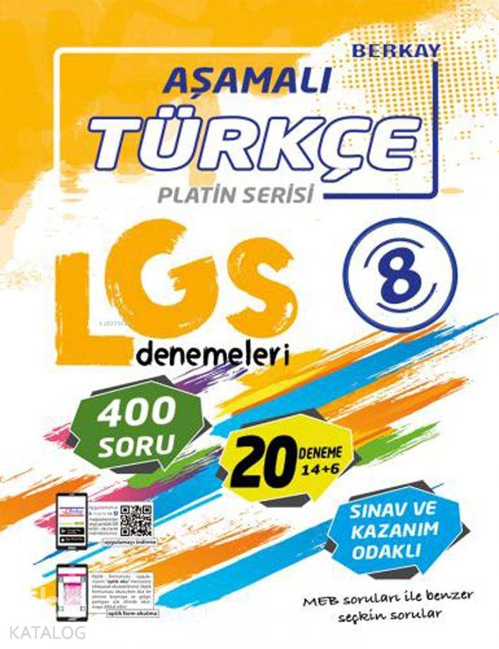 Berkay Yayınları 8. Sınıf LGS Türkçe Aşamalı 20 Deneme Berkay 