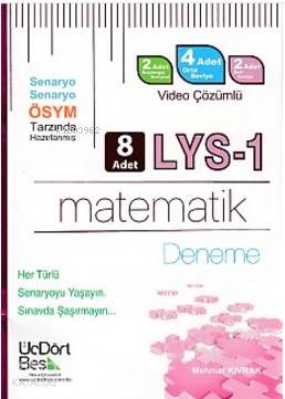  ÜçDörtBeş LYS1 Matematik Video Çözümlü 8 Deneme | Mehmet Kıvrak | Üç Dört Beş Yayıncılık | 9786058654365 | 