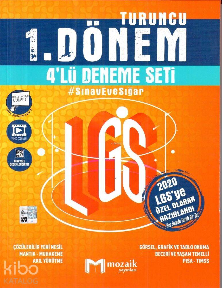 Mozaik Yayınları 8. Sınıf 1. Dönem LGS Turuncu 4 Deneme Mozaik 