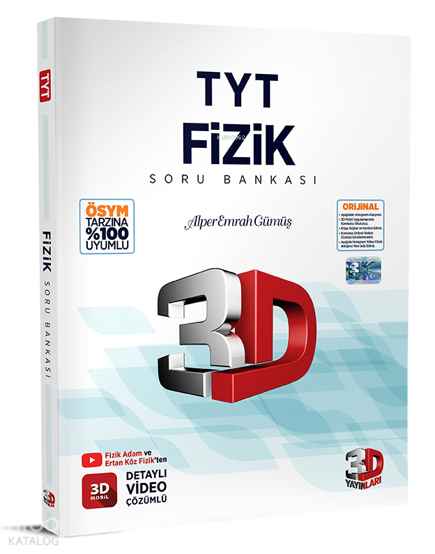  Çözüm Yayınları TYT Fizik Soru Bankası 3D | Alper Emrah Gümüş | 3D Yayınları (Hazırlık) | 9786051946498 | 