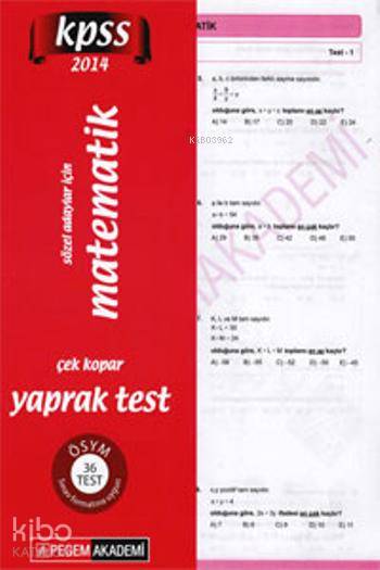 KPSS Genel Yetenek Sözel Adaylar İçin Matematik Çek Kopar Yaprak Test 2014