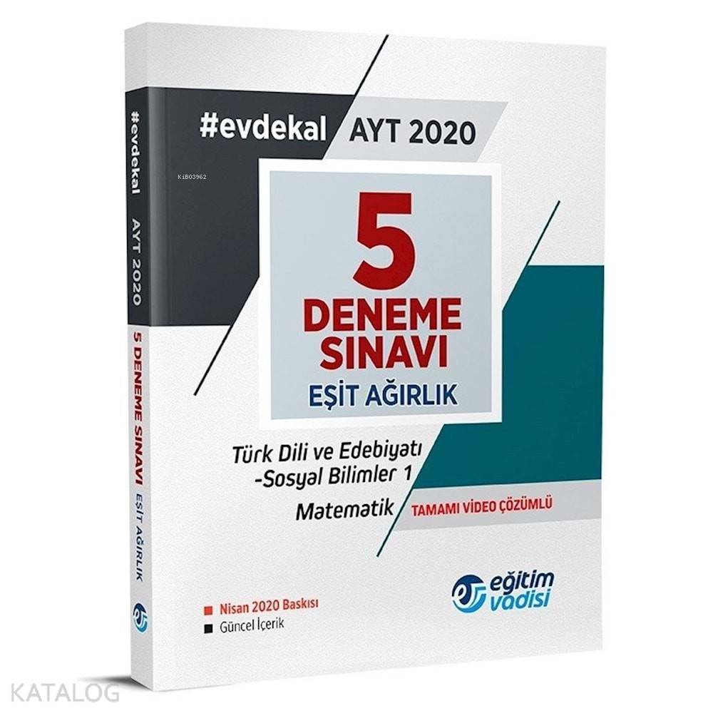 Eğitim Vadisi Yayınları AYT Eşit Ağırlık 5 Deneme Sınavı Evde Kal 2020 Özel Eğitim Vadisi 