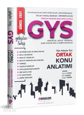 2021 Tüm Kurumlara Yönelik Memurluk-Şeflik-Müdürlük-Uzmanlık ve Diğer Unvanlar İçin; GYS Ortak Konu Kitabı