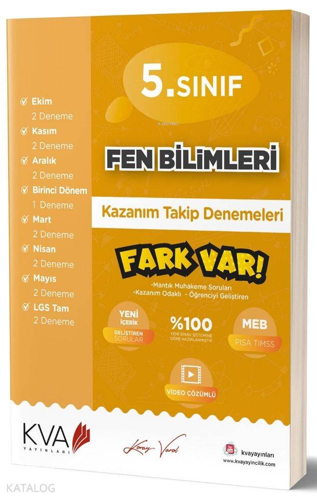 Koray Varol Yayınları 5. Sınıf Fen Bilimleri Fark Var Kazanım Takip Denemeleri Koray Varol 