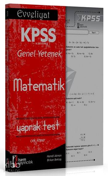 Evveliyat KPSS Genel Yetenek Matematik Çek Kopar Yaprak Test 2016