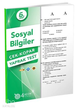  4 Adım 6 Sınıf Sosyal Bilgiler Yaprak Test | Kolektif | Doğru Orantı Yayınları(Hazırlık) | 9786052570487 | 