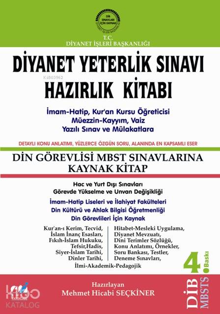  Diyanet Yeterlik Sınavı Hazırlık Kitabı MBSTS | Diyanet Yeterlik Sınavı Hazırlık Kitabı MBSTS | Mehmet Hicabi SEÇKİNER | Emin Yayınları | 9786054487486 